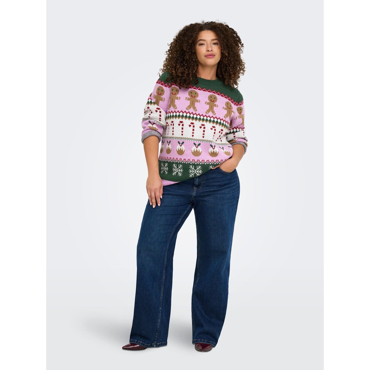 Pull En Maille rose - phalaenopsis 1, ONLY CARMAKOMA