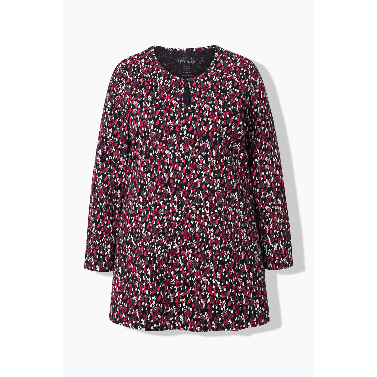 T-shirt long dans un imprimé graphique rouge rubis, ULLA POPKEN