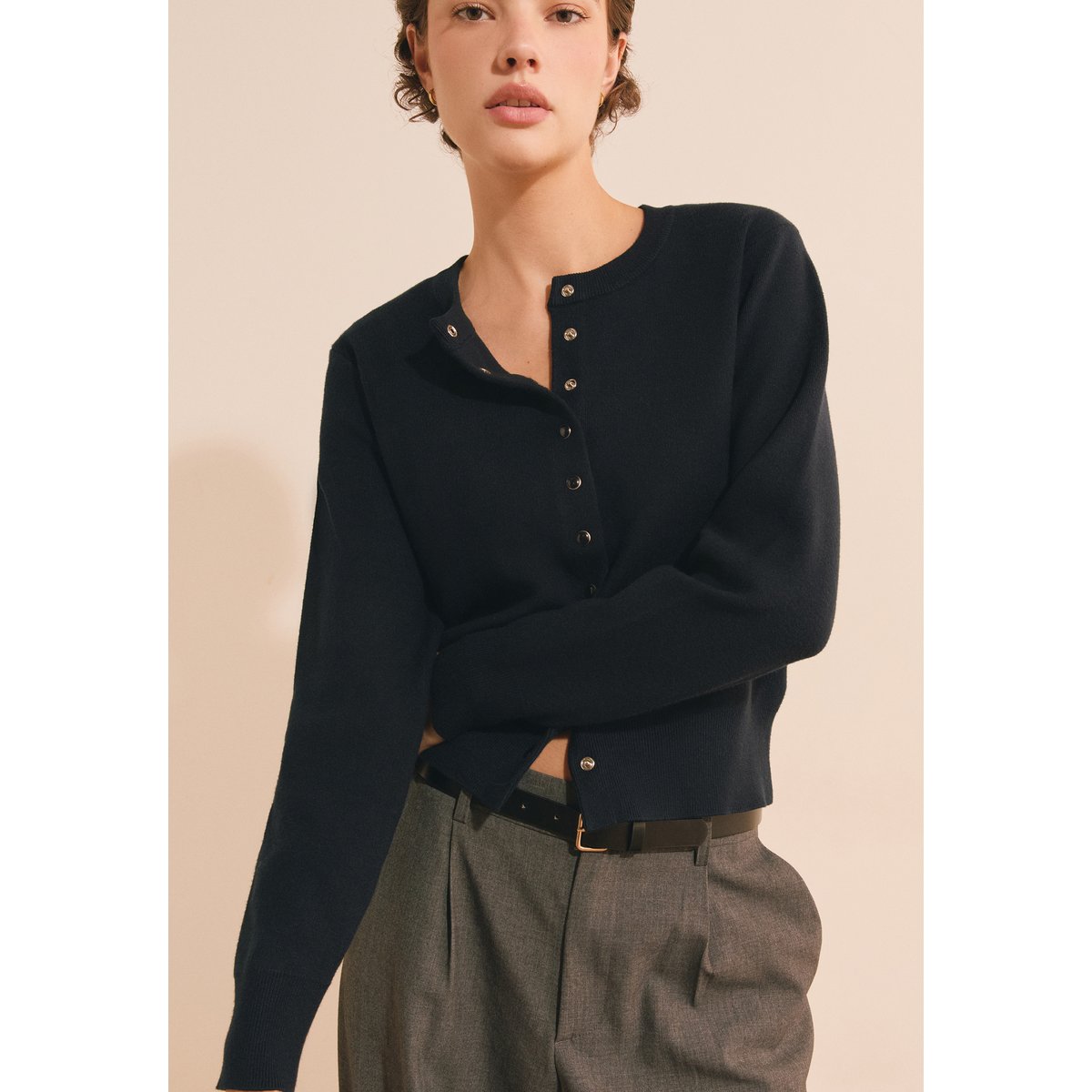 Cardigan col rond en maille SAID CARDI encre, ETAM
