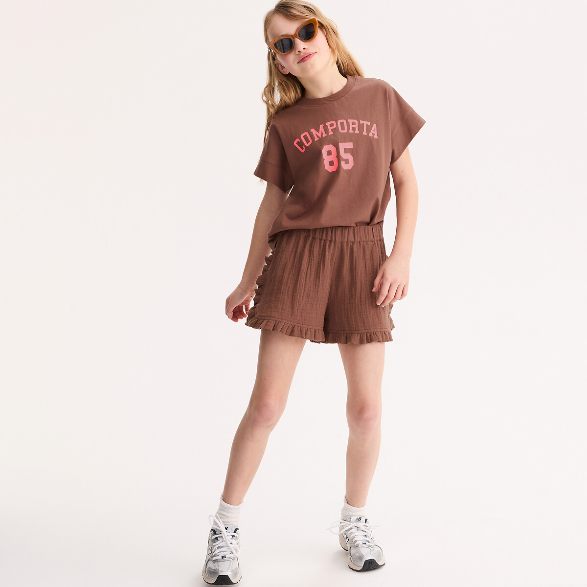 Short en gaze de coton marron foncé, LA REDOUTE COLLECTIONS