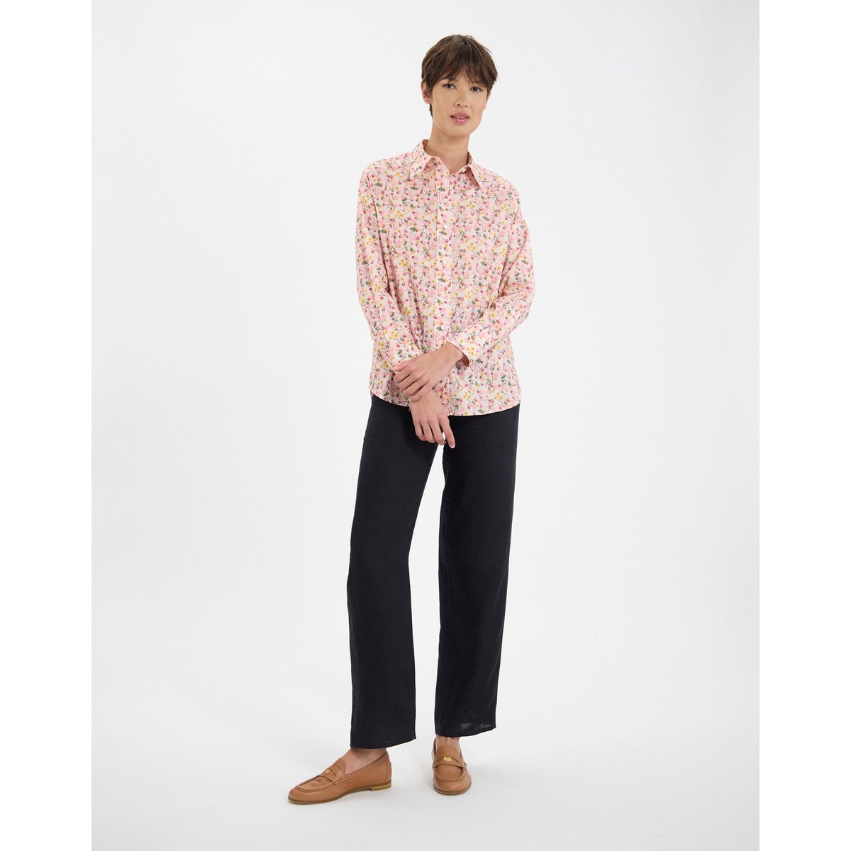 Chemise Maureen en coton à motifs à fleurs orange, INES DE LA FRESSANGE PARIS