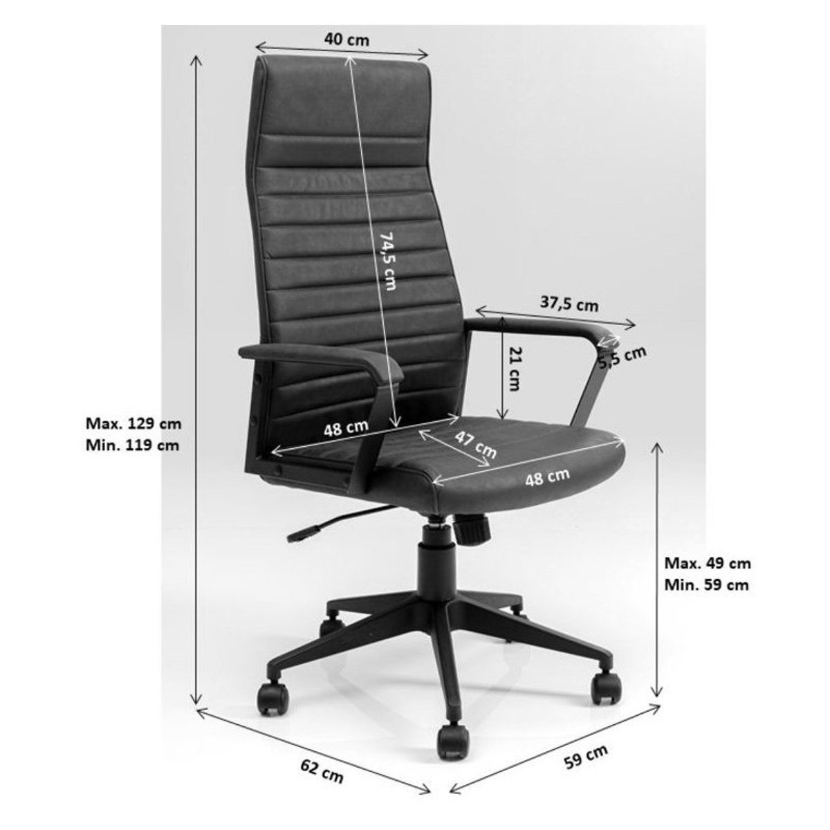 Chaise de bureau pivotante haute, LABORA taupe, KARE DESIGN