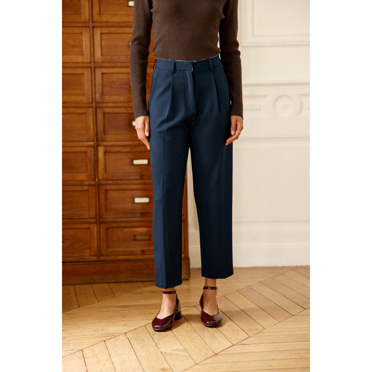 Pantalon carotte uni PAROT 25-marine, LA PETITE ETOILE