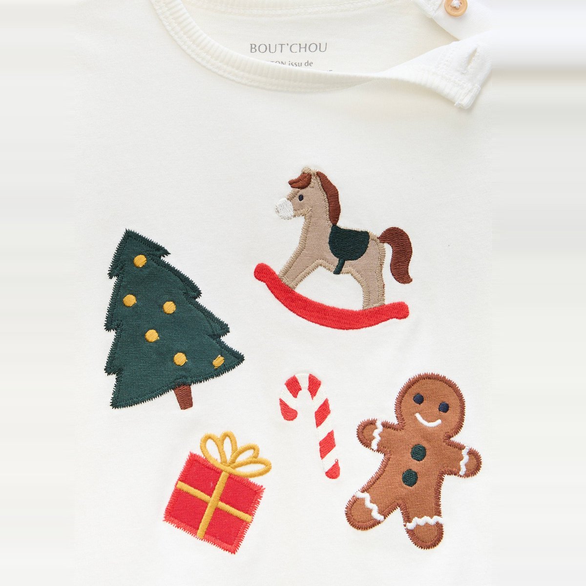 T-shirt manches longues imprimé en coton BIO GOTS ecru, BOUT'CHOU