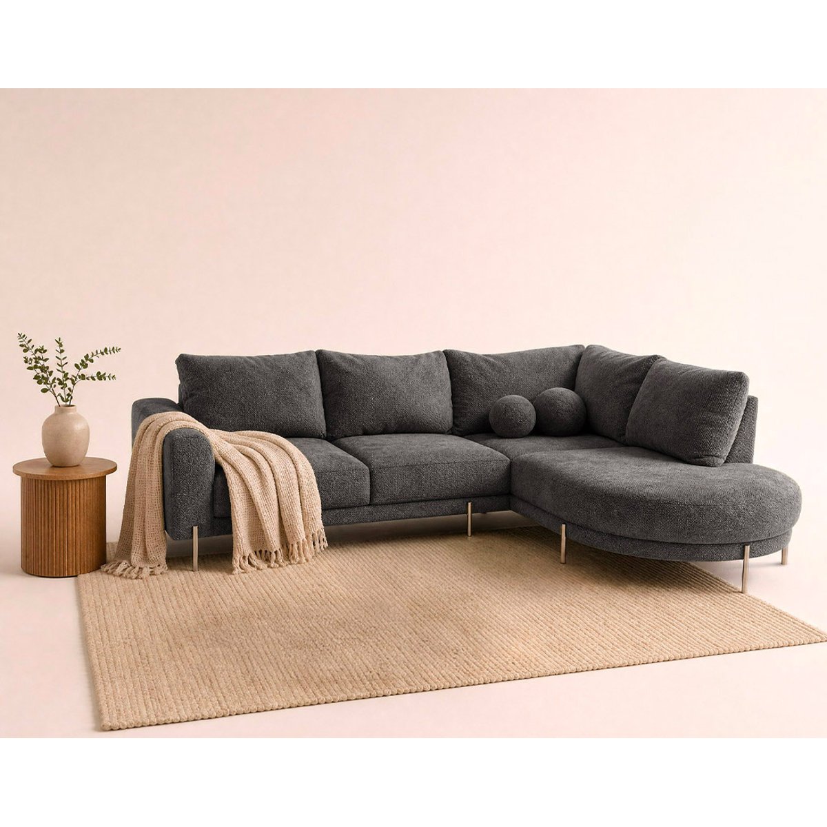 Canapé d'Angle droit 4 places - GABIN gris, BEST MOBILIER