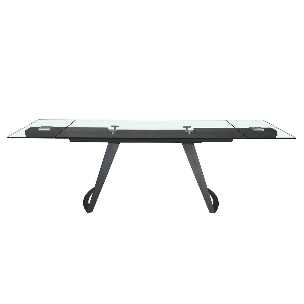 Table à manger extensible rectangulaire en verre trempé et acier noir | verre, ANGEL CERDA