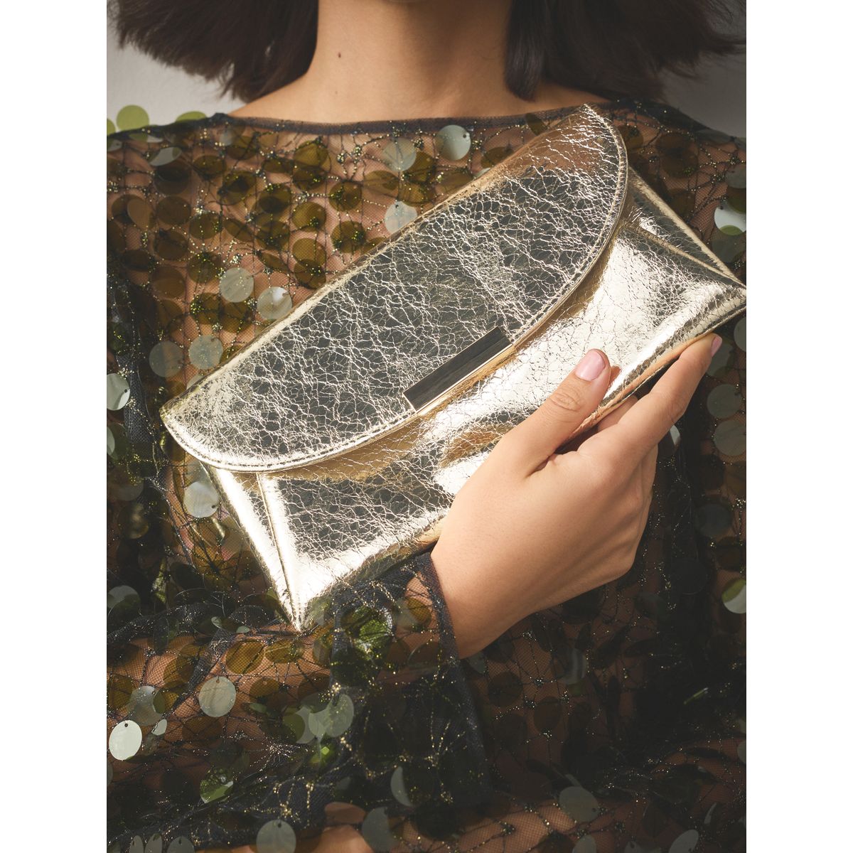 Pochette avec chaîne détachable métallisées, NEXT