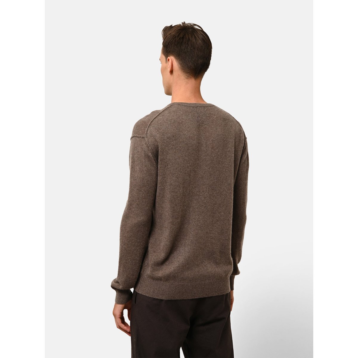 Pull Col Rond Taupe Chiné Noe marron chiné, JUST CASHMERE