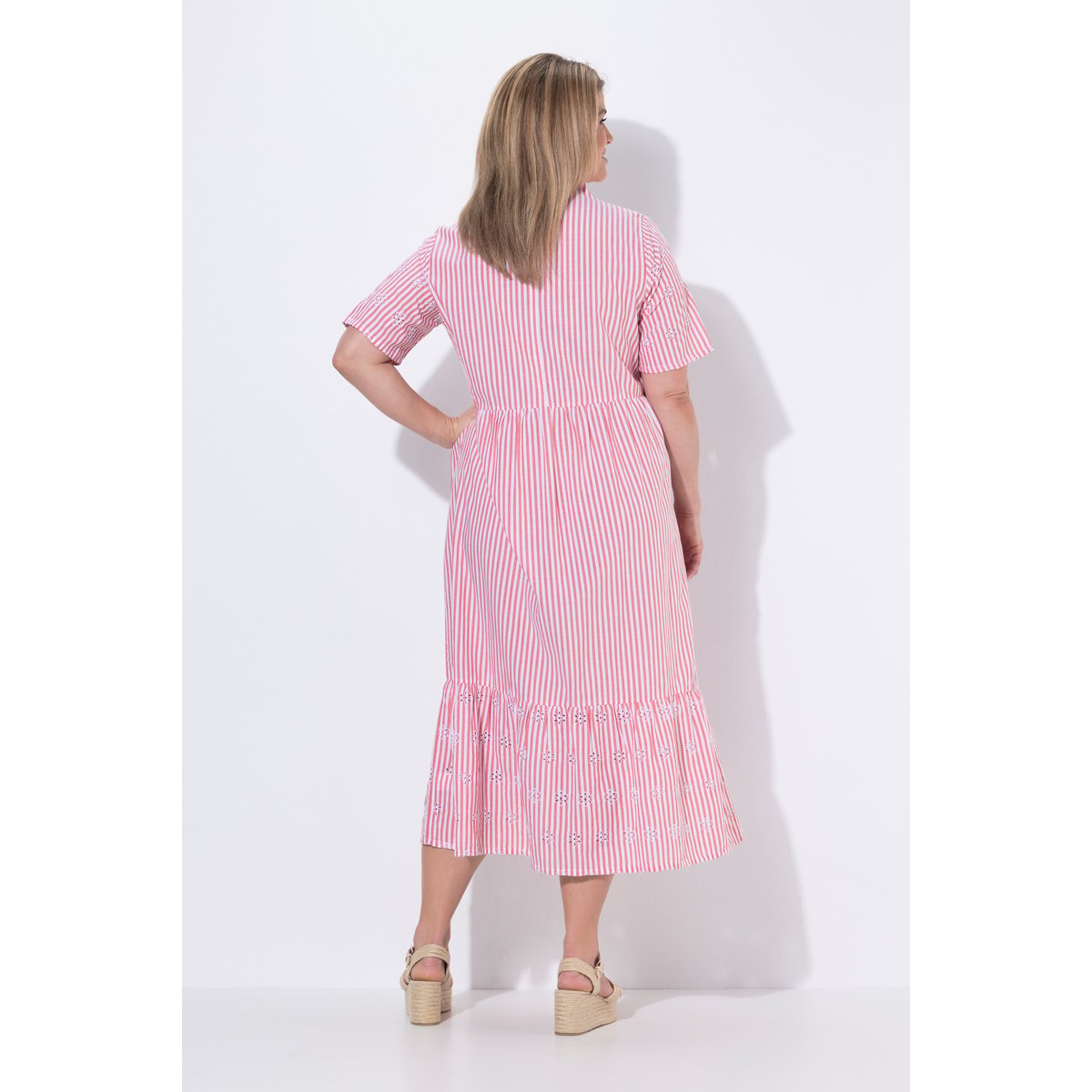 Robe maxi à rayures, poches rouge pavot, ULLA POPKEN