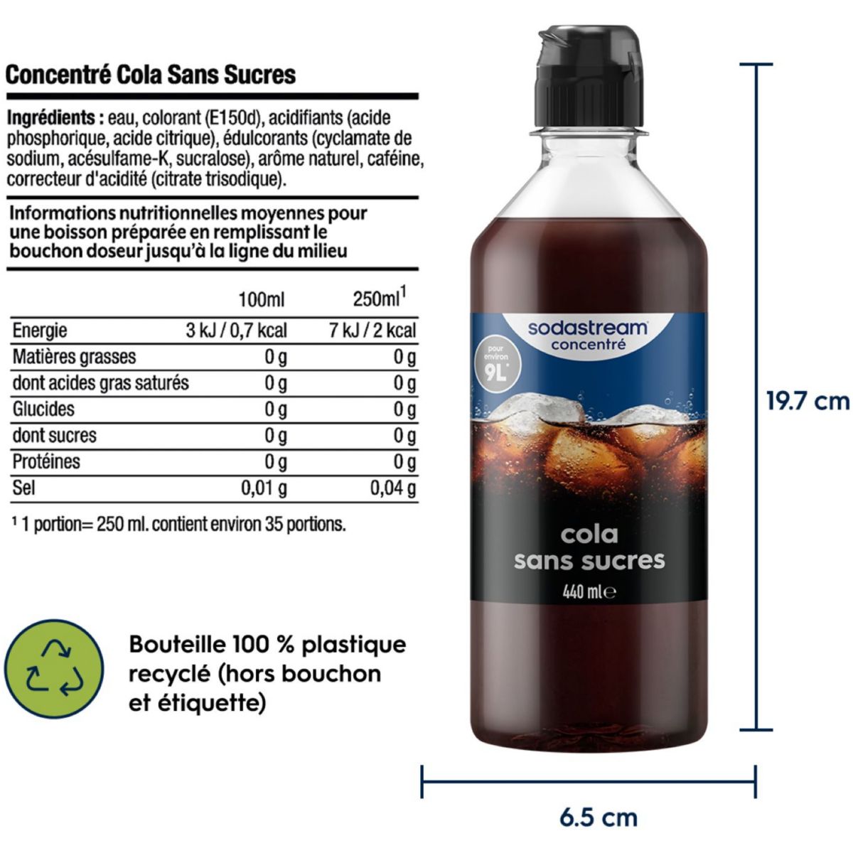 Concentré COLA SANS SUCRES 440ml couleur unique, SODASTREAM