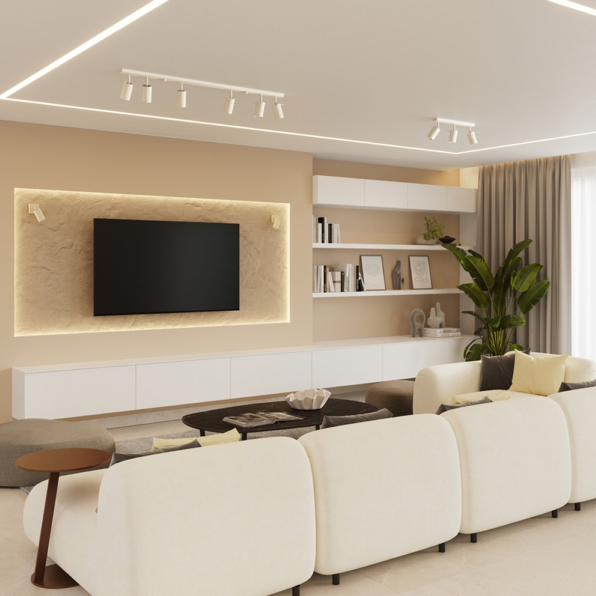 Plafonnier Acier Beige GU10 6 Ring beige, EDEN