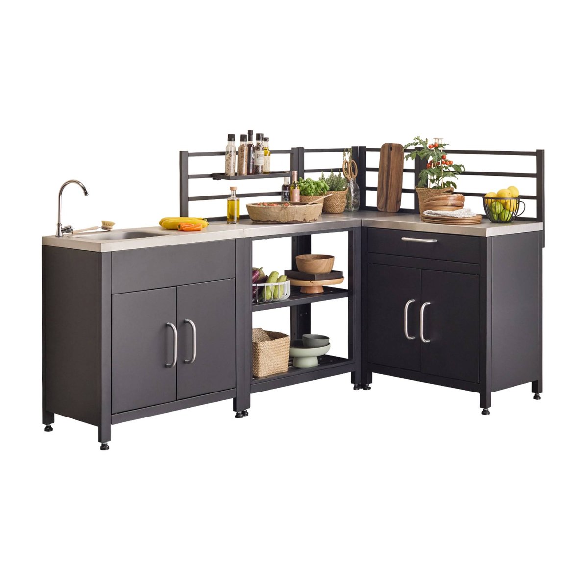 Cuisine extérieure 4 modules acier inoxydable GRIMAUD 4 MODULES noir, SWEEEK