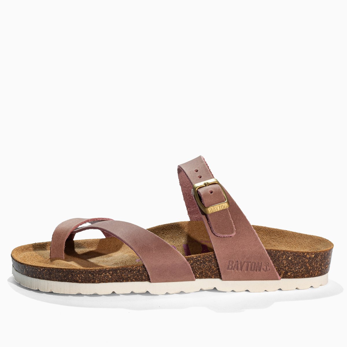 Tongs en cuir DIANE rose, BAYTON