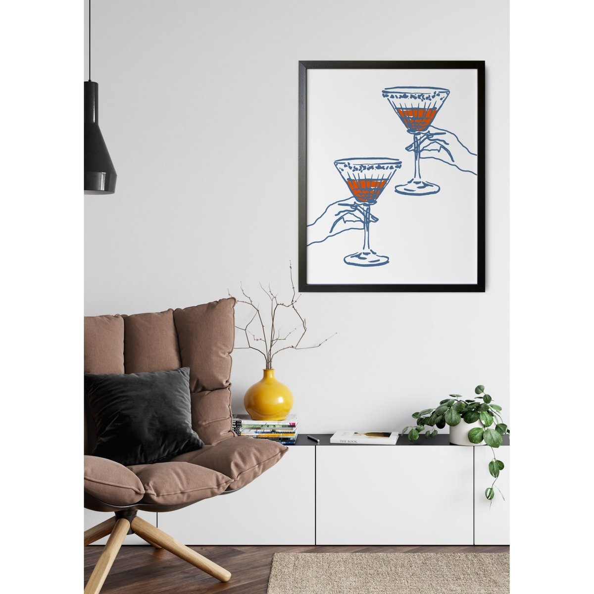 Affiche Verres à cocktail blanc, L'AFFICHERIE