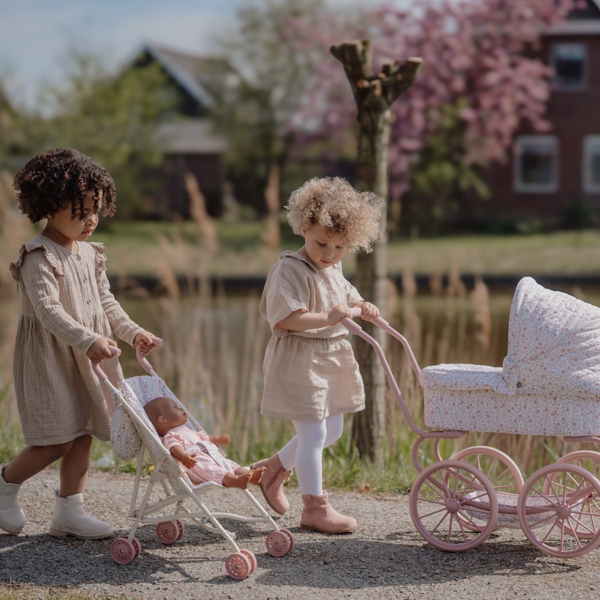 Poussette pour poupée rose, LITTLE DUTCH