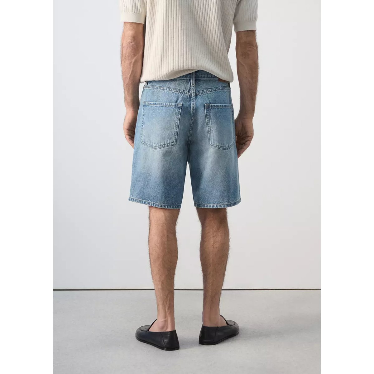 Bermuda en jean droit bleu moyen, MANGO MAN
