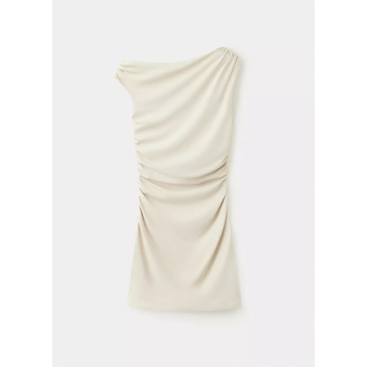 Robe asymétrique froncée écru, MANGO
