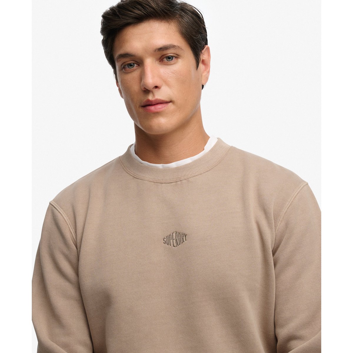 Pull Micro Logo Coupe Décontractée beige clair, SUPERDRY
