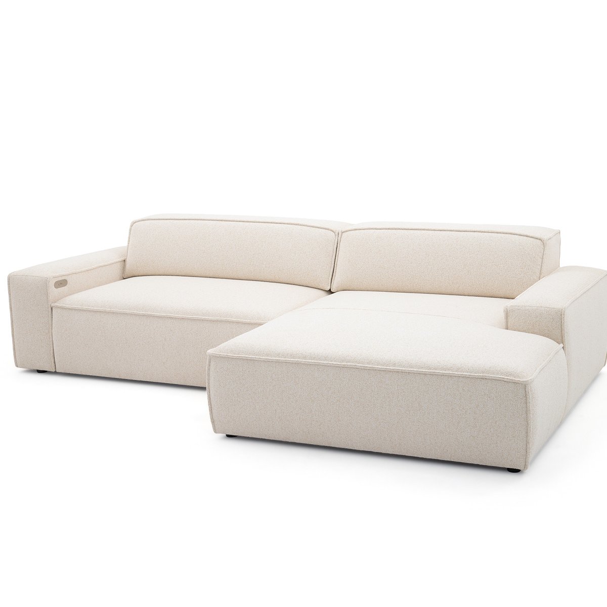 Canapé d'angle convertible 3 places en tissu chiné, ABEL beige, BOBOCHIC