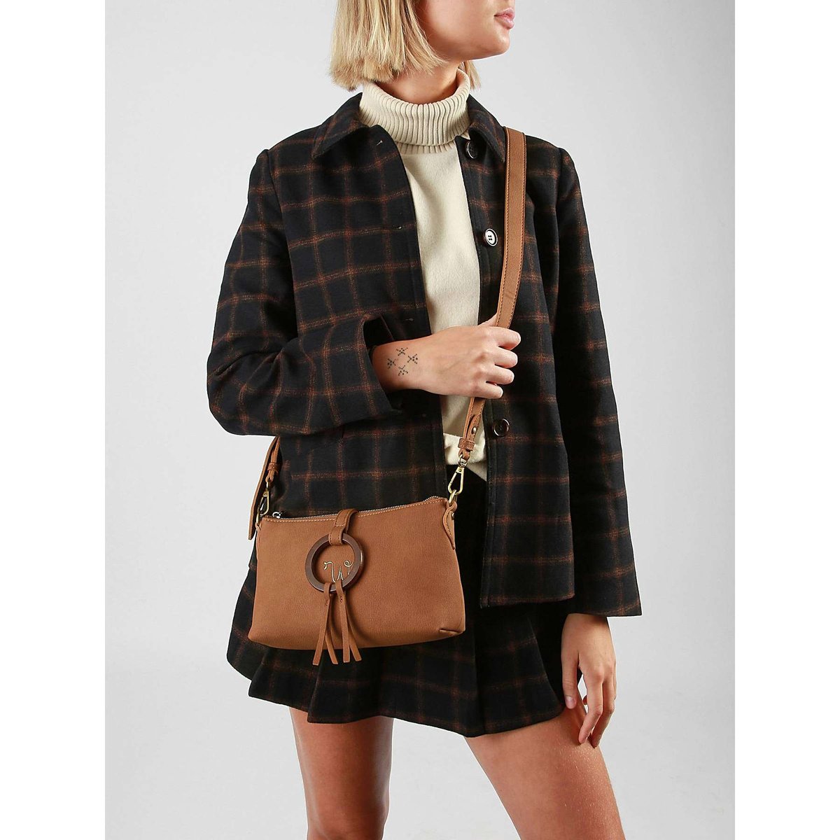 Sac bandoulière Verveine camel, WOOMEN