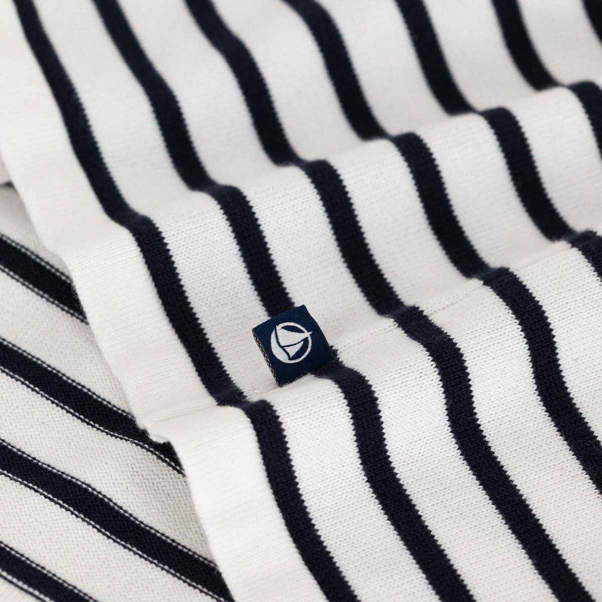 Pull marin femme en coton à rayures rayé blanc/bleu, PETIT BATEAU