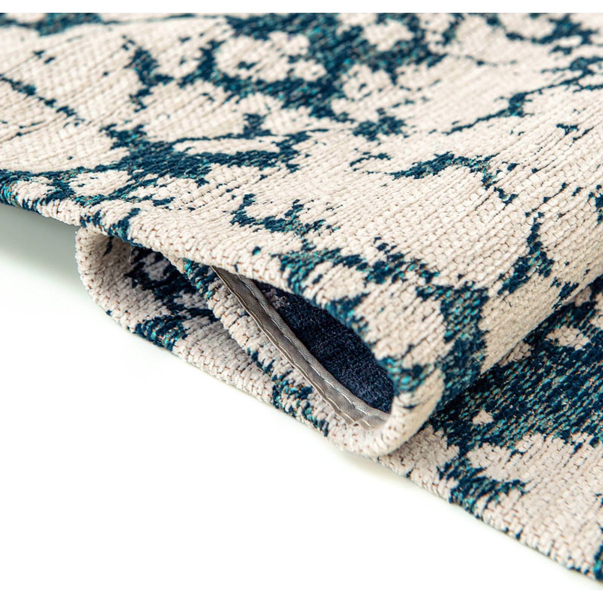 Tapis intérieur extérieur, CLOUD blanc cassé et bleu pétrole, RECOLLECTION