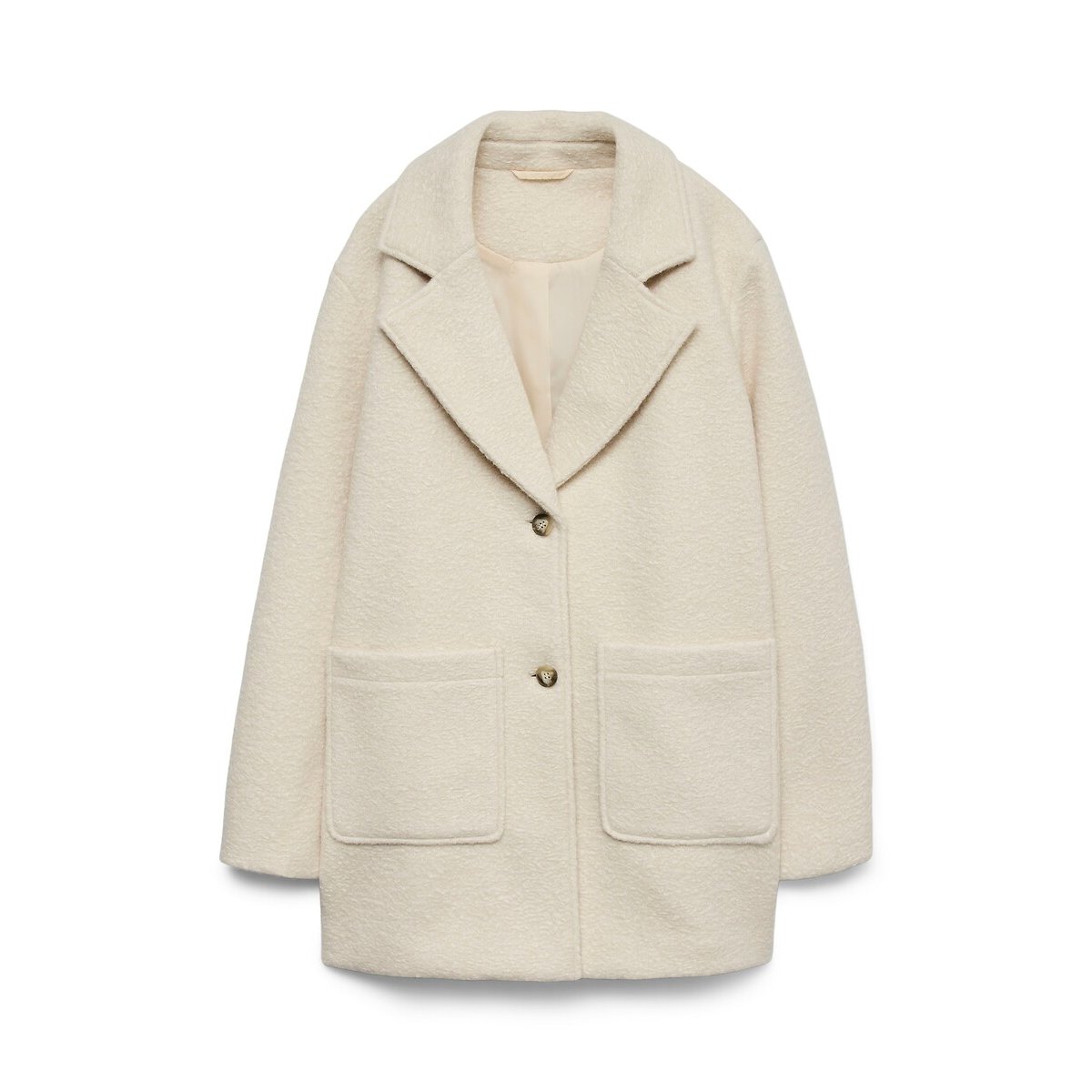 Manteau mi-long col tailleur ecru, VERO MODA