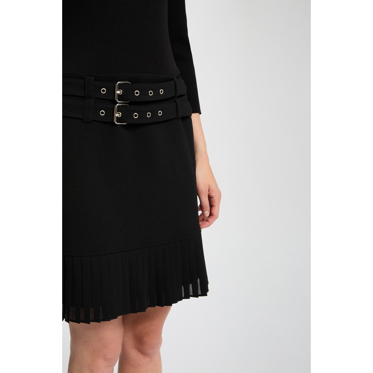Robe courte plissée noir, MORGAN