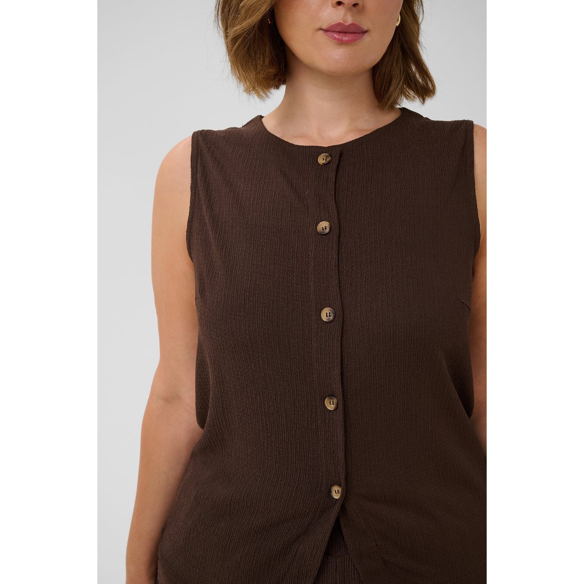 Blouse sans manches marron coffeebean, KAFFE CURVE