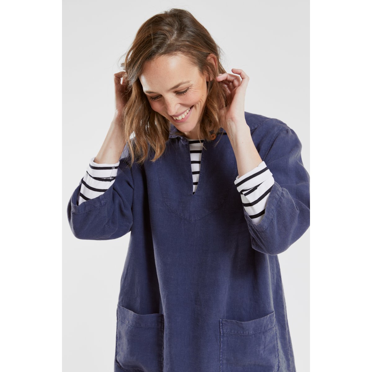 Robe vareuse Héritage en lin HERITAGE indaco, ARMOR-LUX