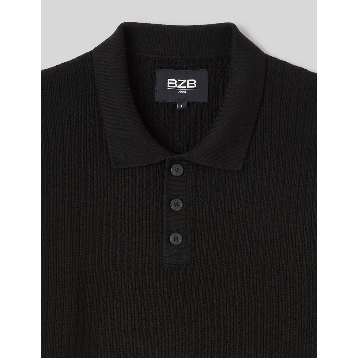 Polo maille côtelée noir, BZB