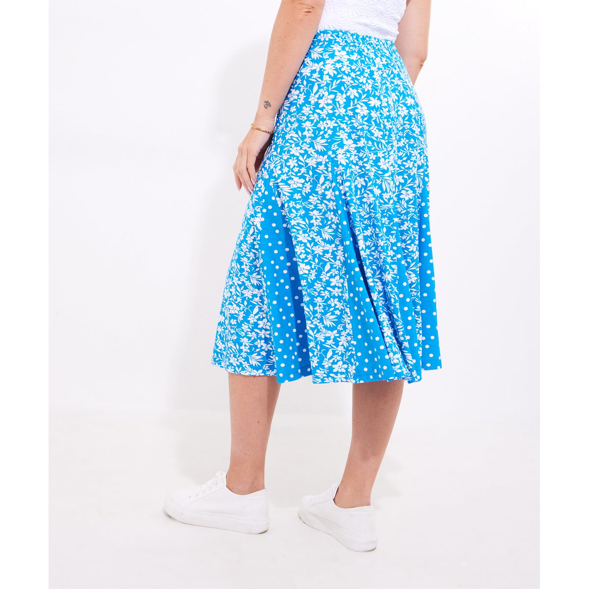 Jupe Patineuse Godets et Imprimé Floral bleu, JOE BROWNS