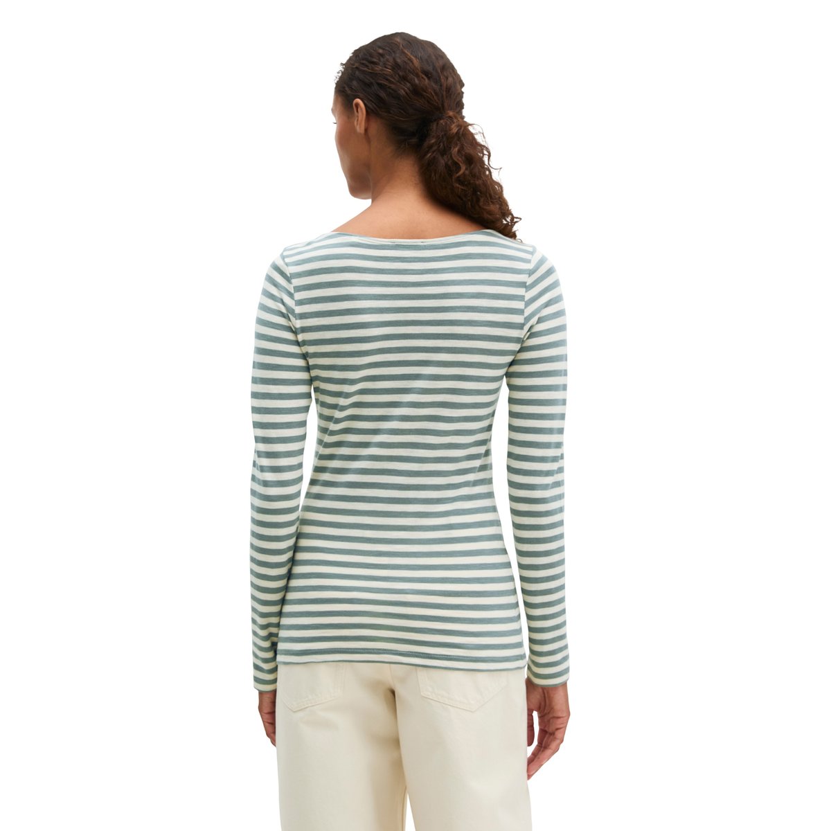 T-shirt long rayé regular en qualité Organic Cotton vieux rose, MARC O'POLO