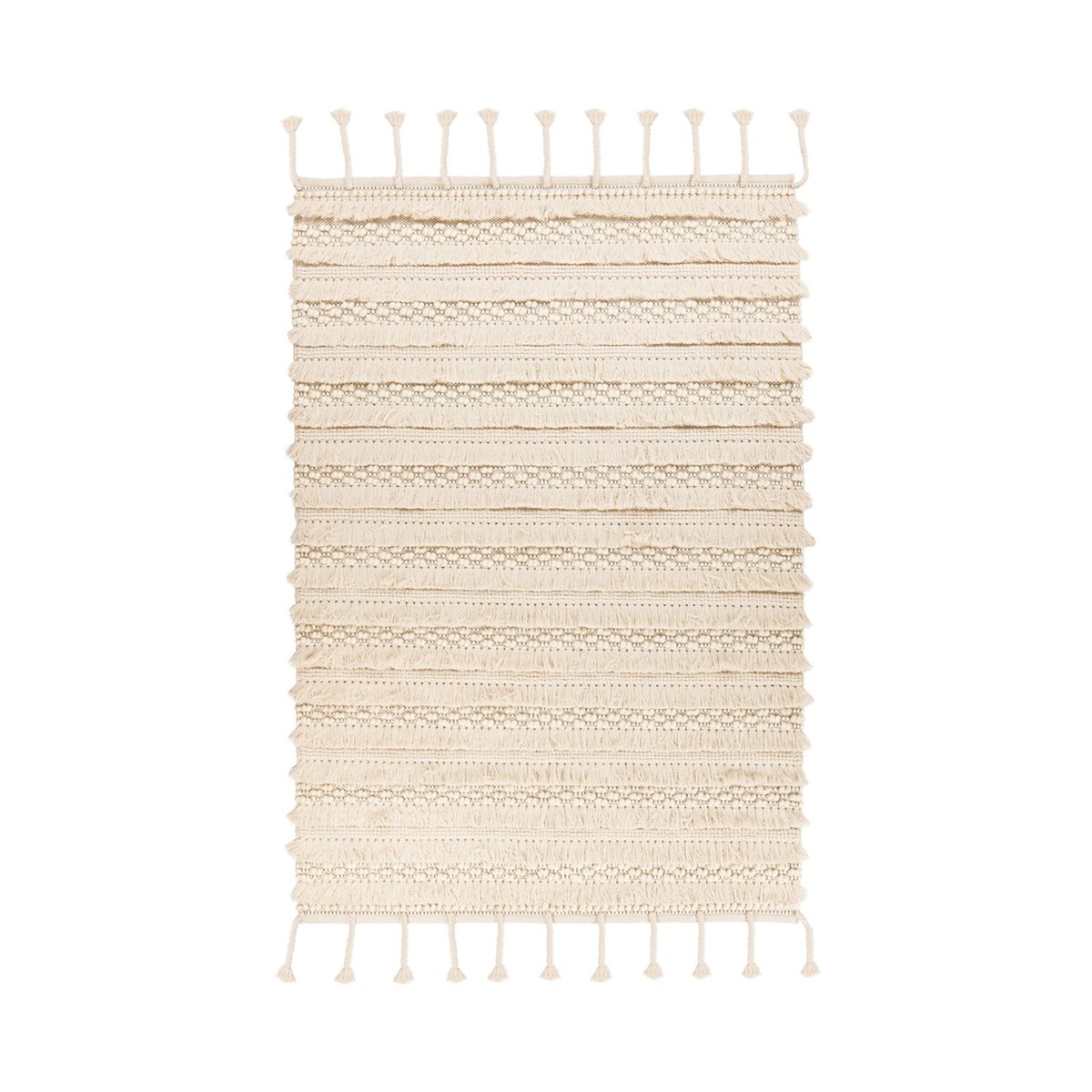 Tapis laine fait main BOHIST, Rectangulaire naturel, ARTE ESPINA