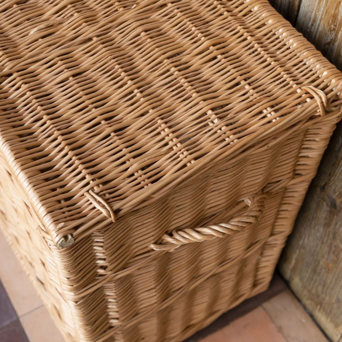 Coffre en osier avec garniture coton osier brun, KOK