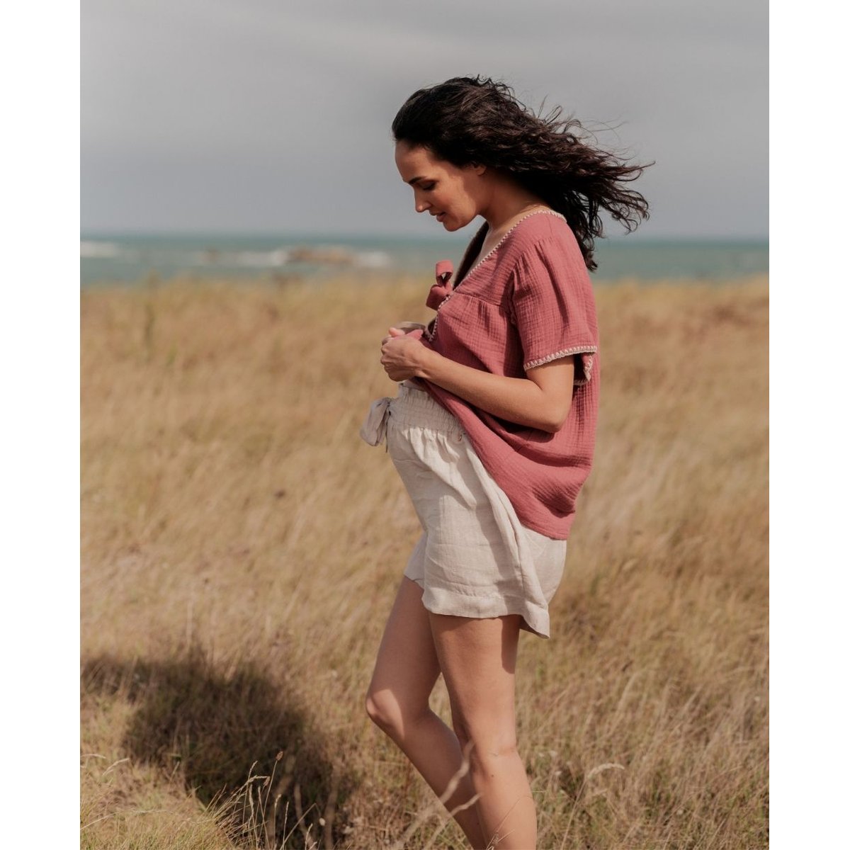 Short de maternité Nubie beige, CACHE COEUR