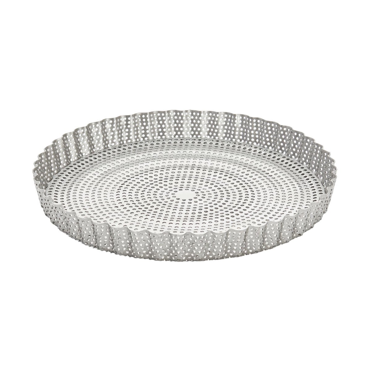 Moule à tarte - ø24 cm - cannelé inox perforé fond démontable gris, DE BUYER