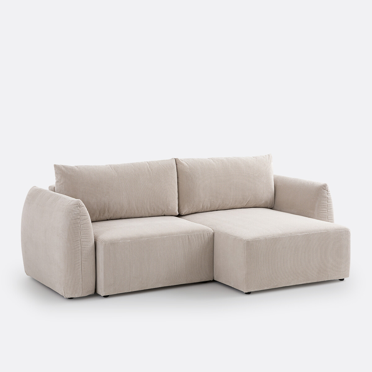 Edith Corduroy 3-Seater Corner Sofa Bed with Storage beige, LA REDOUTE INTERIEURS
