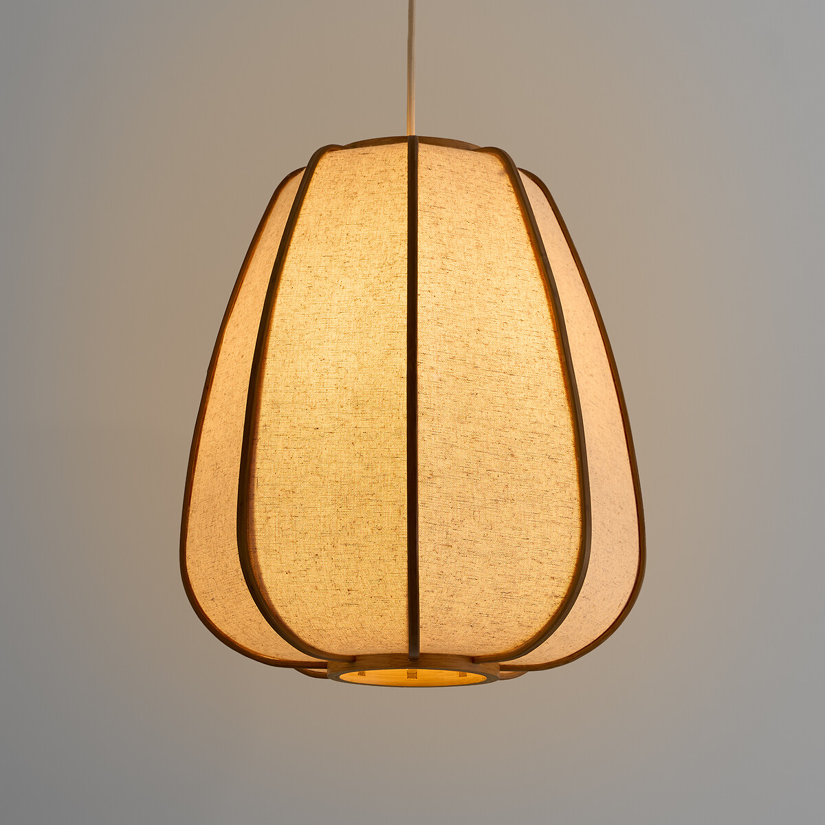 Candeeiro suspenso, em linho e bambu, diâmetro 32 cm, ANARA natural, LA REDOUTE INTERIEURS