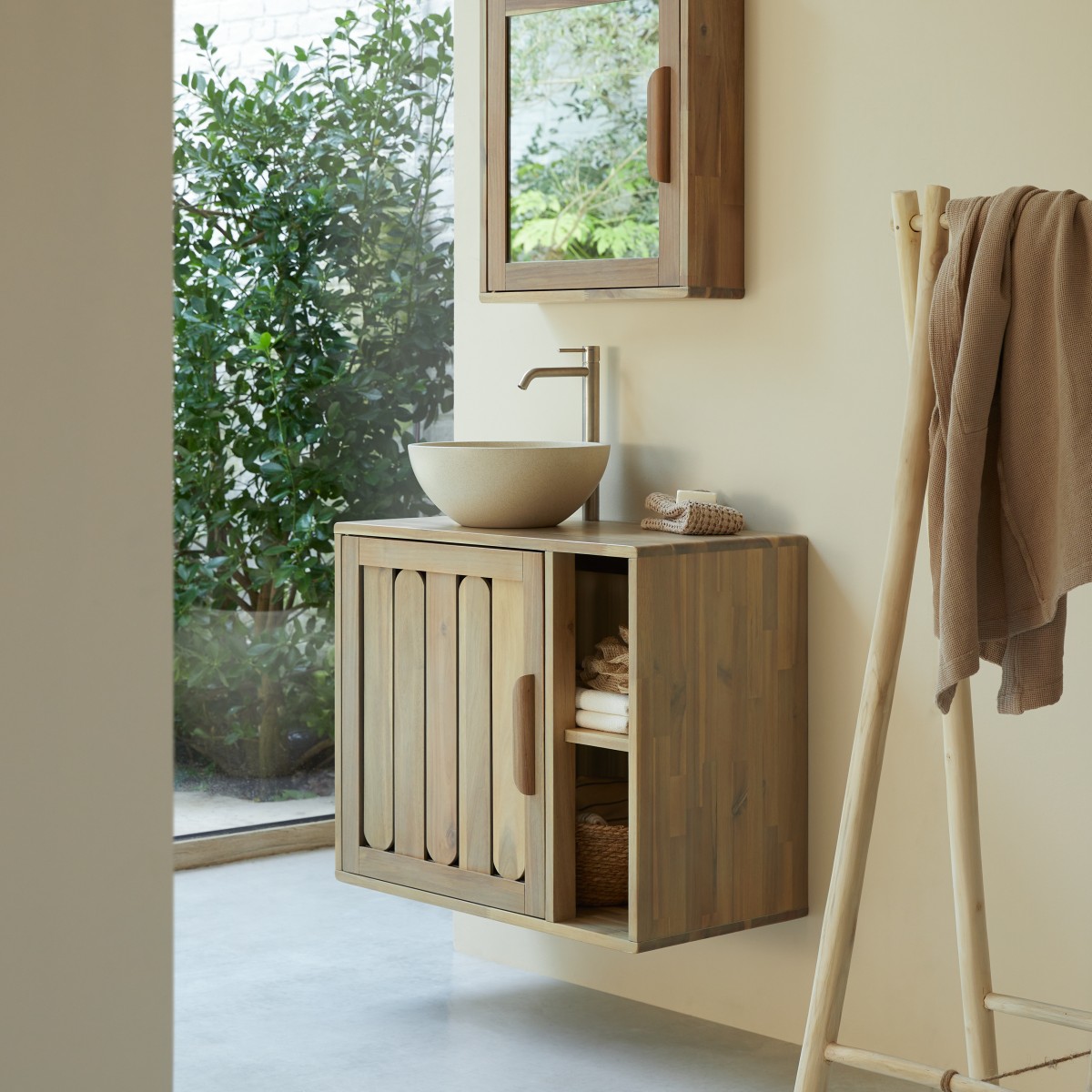 Meuble Salle De Bain en Acacia massif, LILA naturel, TIKAMOON
