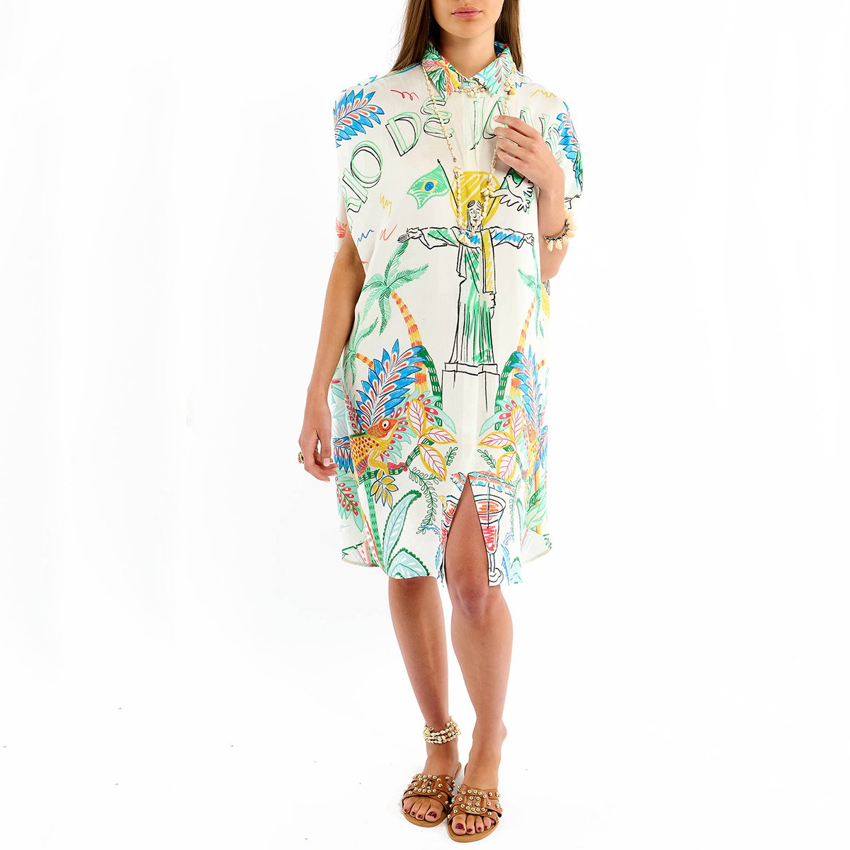 Robe à motifs colorés KEINA blanc, WILD
