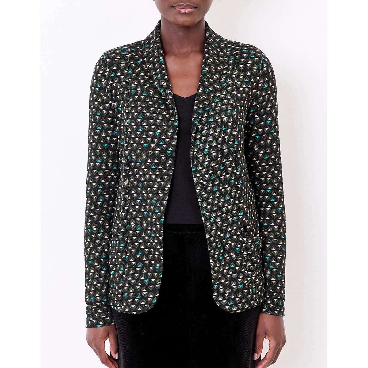 Veste souple ajustée maille imprimée CATLINE turquoise, LA FIANCÉE