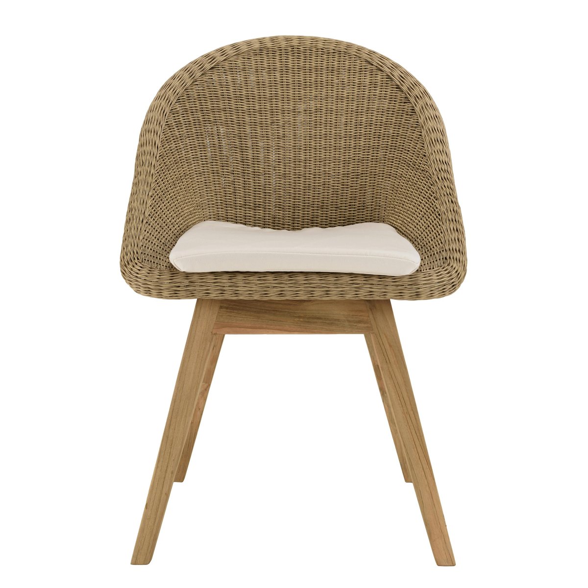 Chaise de jardin arrondie résine tressée beige (lot de 2) MANY beige, PIER IMPORT