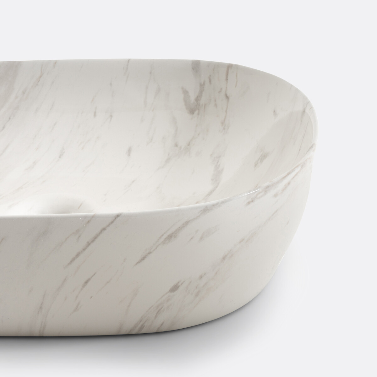 Vasque ovale céramique effet marbre, Mabel blanc/gris imprimé, LA REDOUTE INTERIEURS