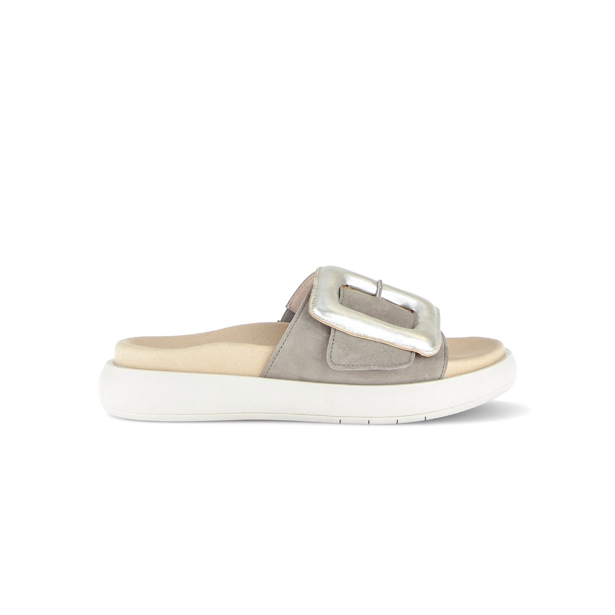 Mules en cuir à talon compensé vert velours, GABOR