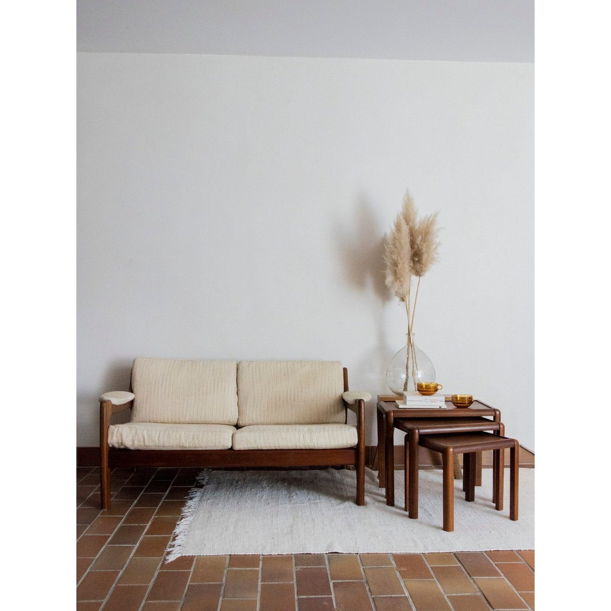 Banquette en teck massif Clara N°67 - Bon état beige, DEBONGOUT
