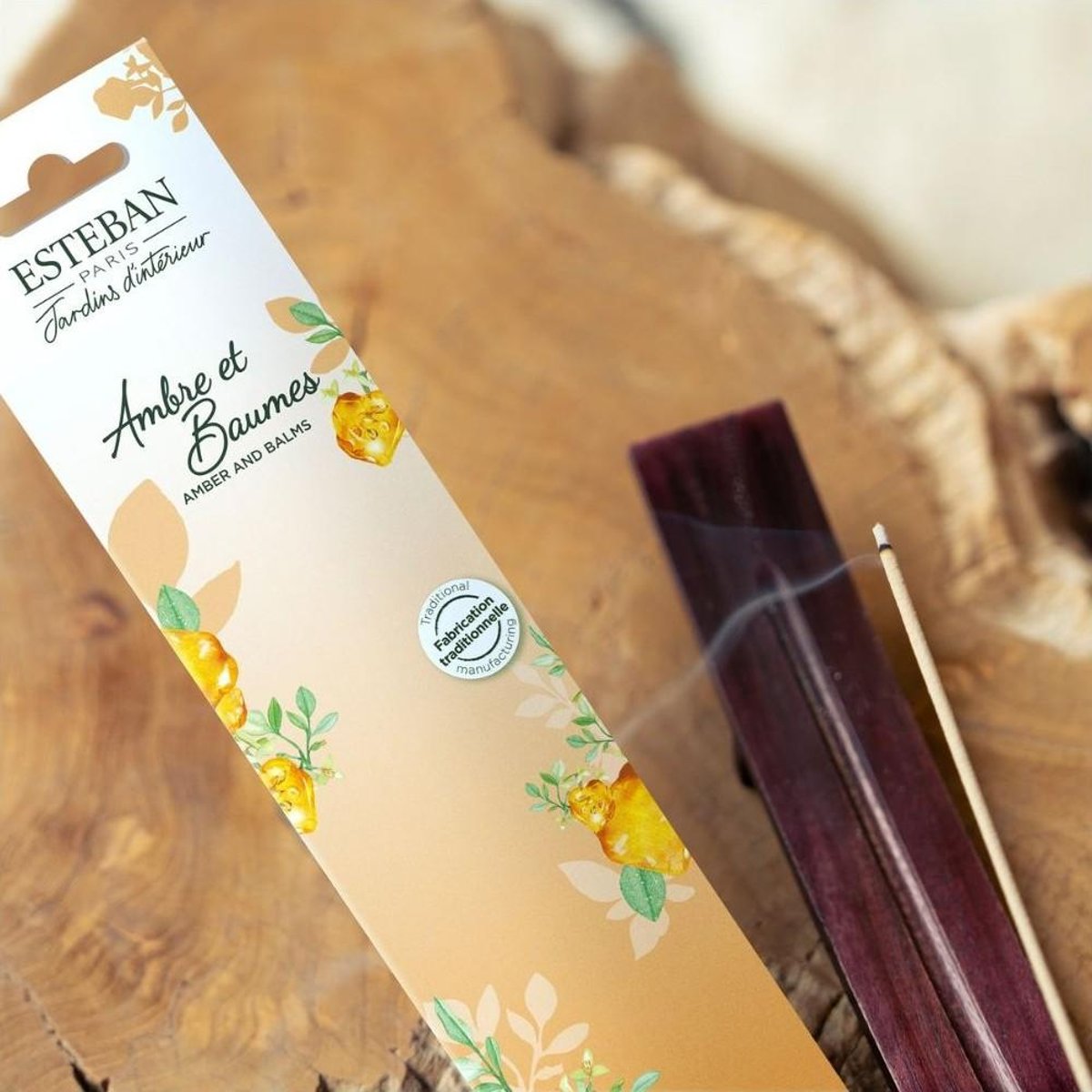 Parfum d'intérieur - Encens indiens 20 bâtonnets Ambre et Baumes marron, ESTEBAN