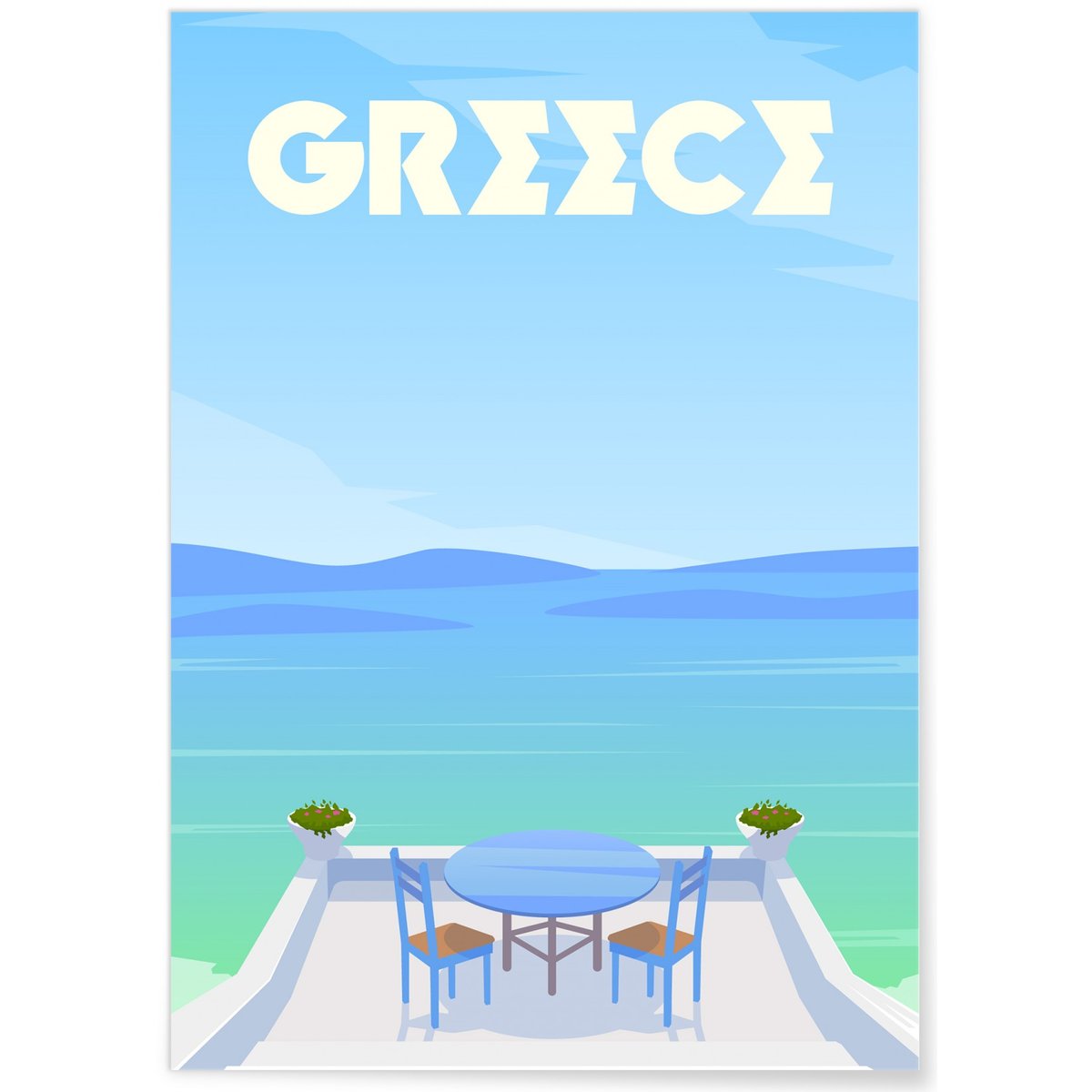 Affiche Grèce blanc, L'AFFICHERIE