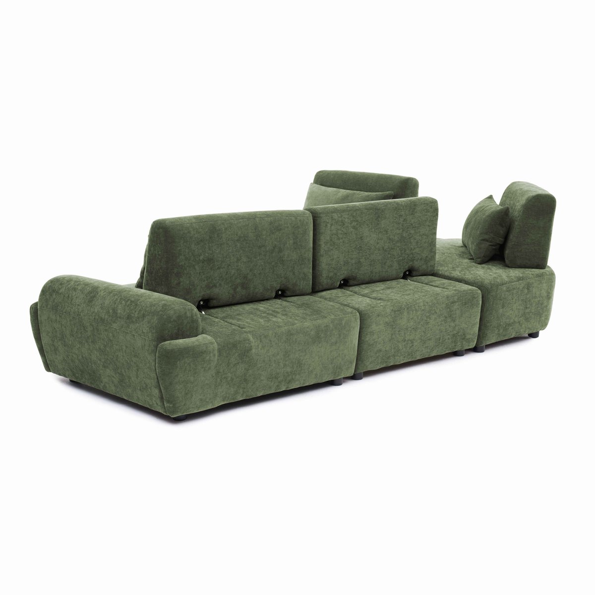 Canapé modulable d'angle 4 places en tissu avec coussins dossier ajustable, CALLISTO vert, OVIALA