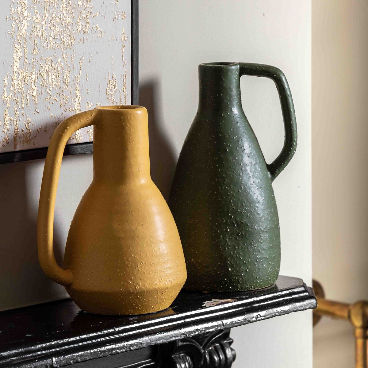 25cm Ceramic Vase with Handle green, ÉDITÉ